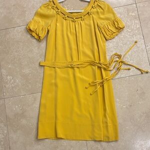 Beth Bowley Sunny Yellow Mini Dress with Braided Belt